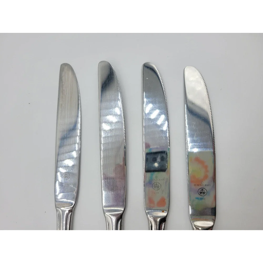 Pfaltzgraff Tea Rose Dinner Knives x 4 All‎ Stainless Flatware Silverware